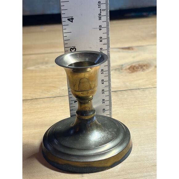 Vintage Small Brass Candle Stick Holder. 3" Tall. Round Base. Decor - Picture 6 of 7